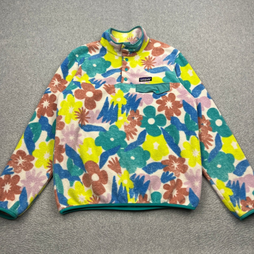Patagonia Synchilla Snap-T Pullover Womens Medium Floral Channeling Spring 25455